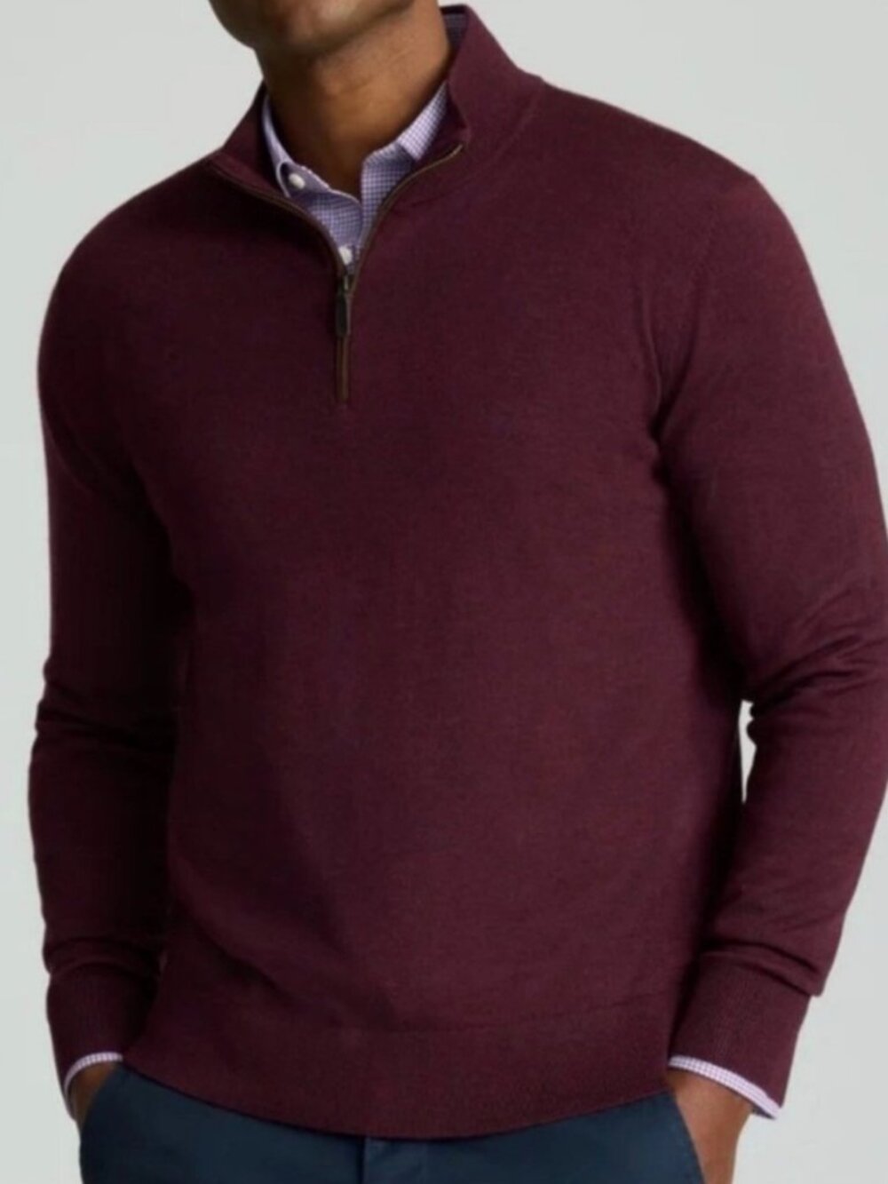 Men's Size XL UNTUCKit Deep Plum Belguardo Quarter Zip Pullover Sweater